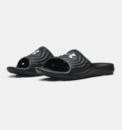 'Under Armour' Men's Locker IV Slide Sandal - Black / Black / White 10 'Under Armour' Men's Locker IV Slide Sandal - Black / Black / White -Merel Shoes Shop 3023758 001 PAIR 1024x1024@2x