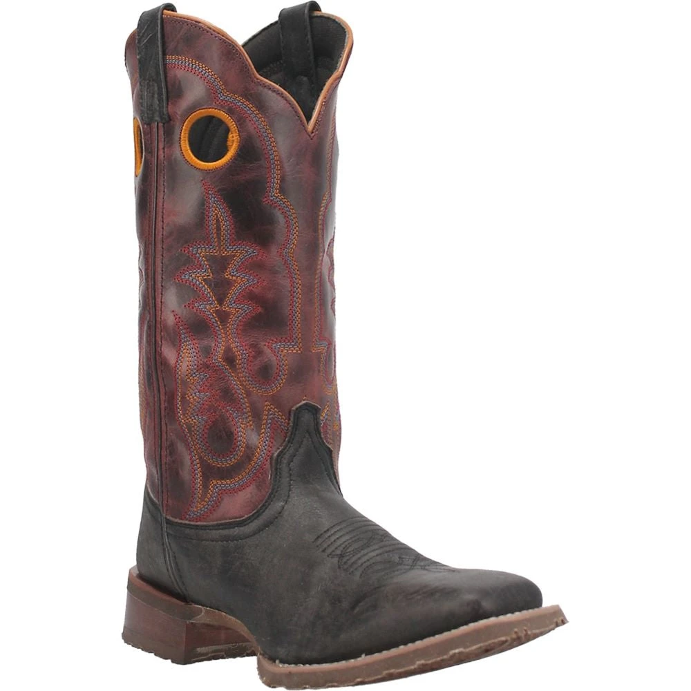 'Laredo' Men's Isaac Western Square Toe - Black / Distressed Maroon 8 'Laredo' Men's Isaac Western Square Toe - Black / Distressed Maroon - Image 6