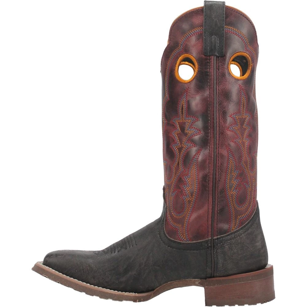 'Laredo' Men's Isaac Western Square Toe - Black / Distressed Maroon 9 'Laredo' Men's Isaac Western Square Toe - Black / Distressed Maroon - Image 7