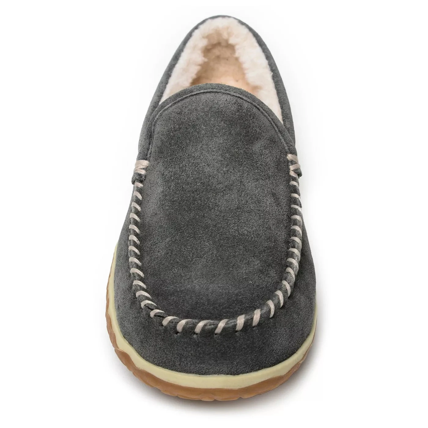 'Minnetonka' Men's Suede Tilden Moc Slipper - Grey 4 'Minnetonka' Men's Suede Tilden Moc Slipper - Grey - Image 2