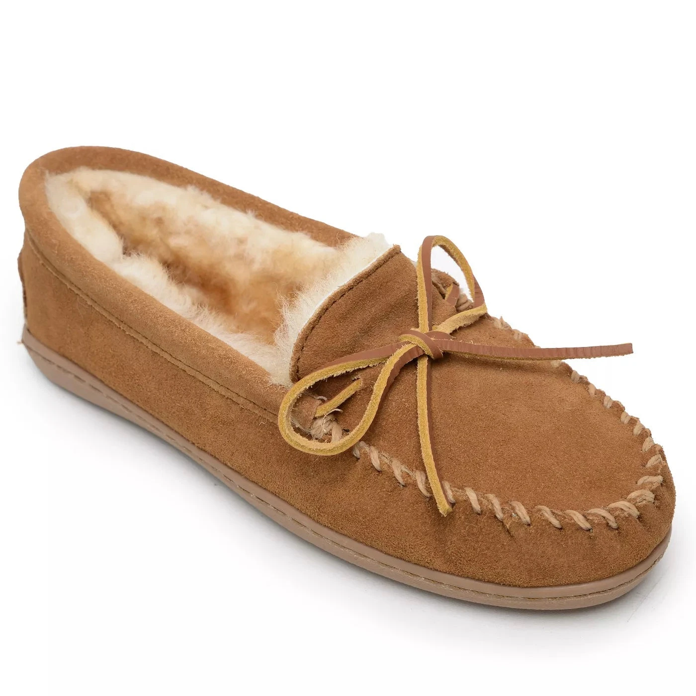 'Minnetonka' Men's Sheepskin Hardsole Moc Slipper - Tan 3 'Minnetonka' Men's Sheepskin Hardsole Moc Slipper - Tan
