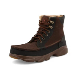 'Twisted X' Men's 6" Crossover Lace Up Soft Toe - Light Brown / Dark Green