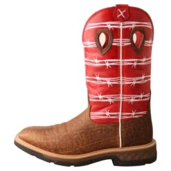 'Twisted X' Men's 12" Western Work Square Toe - Distressed Saddle / Ruby Red -Merel Shoes Shop MXB0008 LT 4800x4800 dbb7cdd8 07a2 4a73 8bce 4667d672a281 1024x1024@2x